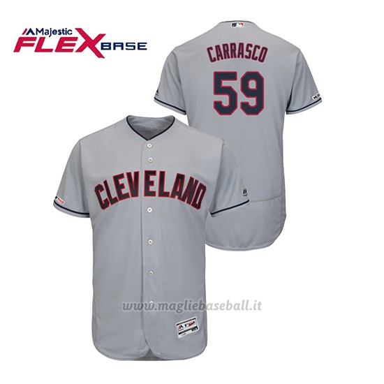Maglia Baseball Uomo Cleveland Indians Carlos Carrasco 150th Aniversario Patch Flex Base Grigio